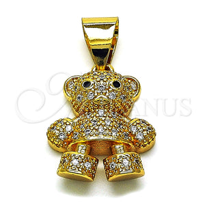 Gold Filled Pendant — Fancy Pendant Teddy Bear Design with White and — main product view — SKU 150627 | Oro Laminado dije — elegante Pendant Teddy Bear diseño with blanco and — SKU 150627