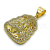 Oro Laminado Religious Pendant, Gold Filled Style Jesus Design, with White Micro Pave, Polished, Golden Finish, 05.342.0111