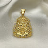 Oro Laminado Religious Pendant, Gold Filled Style Jesus Design, with White Micro Pave, Polished, Golden Finish, 05.342.0111