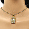 Oro Laminado Religious Pendant, Gold Filled Style Jesus Design, with White Micro Pave, Polished, Golden Finish, 05.342.0113