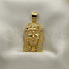 Oro Laminado Religious Pendant, Gold Filled Style Jesus Design, with White Micro Pave, Polished, Golden Finish, 05.342.0113