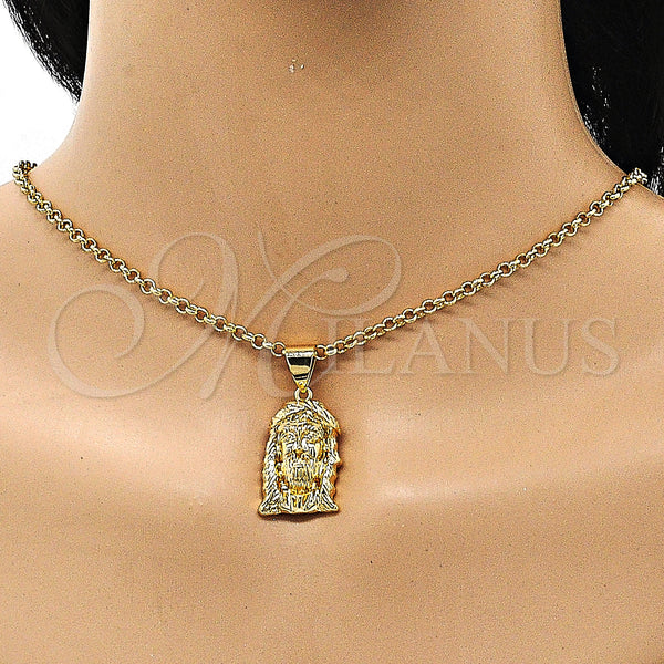 Gold Filled Pendant — Religious Pendant Jesus Design Polished 05. — alternate product view — SKU 150641 | Oro Laminado dije — Religious Pendant Jesus diseño pulido 05. — SKU 150641