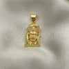 Oro Laminado Religious Pendant, Gold Filled Style Jesus Design, Polished, Golden Finish, 05.342.0116