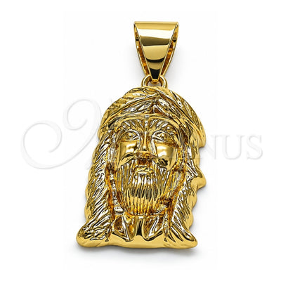 Oro Laminado Religious Pendant, Gold Filled Style Jesus Design, Polished, Golden Finish, 05.342.0116