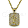 Oro Laminado Religious Pendant, Gold Filled Style Divino NiÃ±o Design, with White Micro Pave, Polished, Golden Finish, 05.342.0117