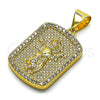 Oro Laminado Religious Pendant, Gold Filled Style Divino NiÃ±o Design, with White Micro Pave, Polished, Golden Finish, 05.342.0117