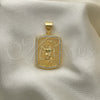 Oro Laminado Religious Pendant, Gold Filled Style Divino NiÃ±o Design, with White Micro Pave, Polished, Golden Finish, 05.342.0117