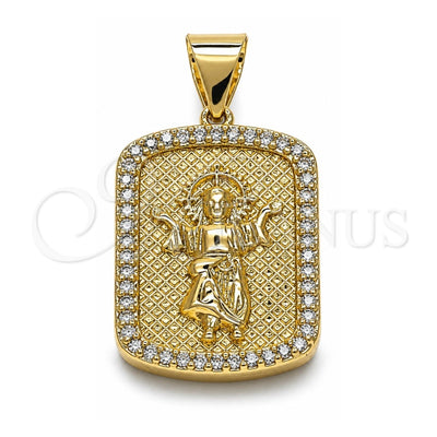 Oro Laminado Religious Pendant, Gold Filled Style Divino NiÃ±o Design, with White Micro Pave, Polished, Golden Finish, 05.342.0117