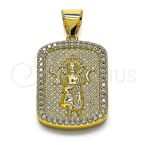 Oro Laminado Religious Pendant, Gold Filled Style Divino NiÃ±o Design, with White Micro Pave, Polished, Golden Finish, 05.342.0117