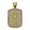 Oro Laminado Religious Pendant, Gold Filled Style Divino NiÃ±o Design, with White Micro Pave, Polished, Golden Finish, 05.342.0117
