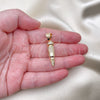Oro Laminado Fancy Pendant, Gold Filled Style with White Micro Pave, Polished, Golden Finish, 05.342.0121