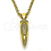 Oro Laminado Fancy Pendant, Gold Filled Style with White Micro Pave, Polished, Golden Finish, 05.342.0121