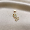 Oro Laminado Religious Pendant, Gold Filled Style Praying Hands and Cross Design, with White Micro Pave, Polished, Golden Finish, 05.342.0125