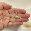 Oro Laminado Fancy Pendant, Gold Filled Style with White Micro Pave, Polished, Golden Finish, 05.342.0127