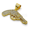 Oro Laminado Fancy Pendant, Gold Filled Style with White Micro Pave, Polished, Golden Finish, 05.342.0127