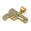 Oro Laminado Fancy Pendant, Gold Filled Style with White Micro Pave, Polished, Golden Finish, 05.342.0128