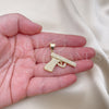 Oro Laminado Fancy Pendant, Gold Filled Style with White Micro Pave, Polished, Golden Finish, 05.342.0129