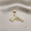 Oro Laminado Fancy Pendant, Gold Filled Style with White Micro Pave, Polished, Golden Finish, 05.342.0129