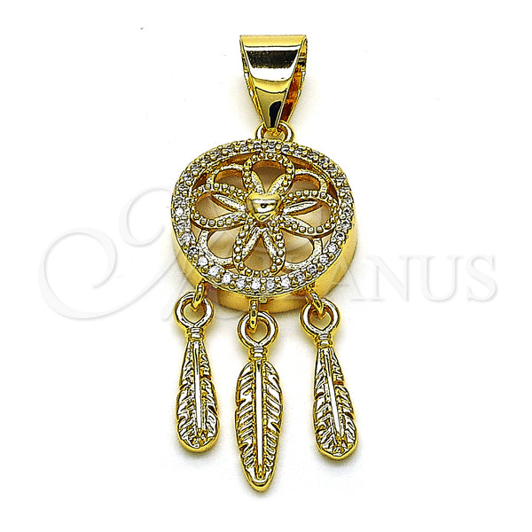 Gold Filled Pendant — Fancy Pendant Flower and Leaf Design with White — main product view — SKU 150657 | Oro Laminado dije — elegante Pendant flor and Leaf diseño with blanco — SKU 150657