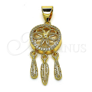 Gold Filled Pendant — Fancy Pendant Flower and Leaf Design with White — main product view — SKU 150657 | Oro Laminado dije — elegante Pendant flor and Leaf diseño with blanco — SKU 150657