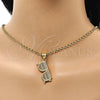Oro Laminado Fancy Pendant, Gold Filled Style with White Micro Pave, Polished, Golden Finish, 05.342.0133