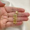 Oro Laminado Fancy Pendant, Gold Filled Style with White Micro Pave, Polished, Golden Finish, 05.342.0133