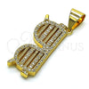 Oro Laminado Fancy Pendant, Gold Filled Style with White Micro Pave, Polished, Golden Finish, 05.342.0133