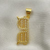 Oro Laminado Fancy Pendant, Gold Filled Style with White Micro Pave, Polished, Golden Finish, 05.342.0133