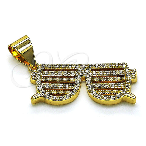 Oro Laminado Fancy Pendant, Gold Filled Style with White Micro Pave, Polished, Golden Finish, 05.342.0133