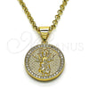 Oro Laminado Religious Pendant, Gold Filled Style Divino NiÃ±o Design, with White Micro Pave, Polished, Golden Finish, 05.342.0134
