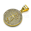 Oro Laminado Religious Pendant, Gold Filled Style Divino NiÃ±o Design, with White Micro Pave, Polished, Golden Finish, 05.342.0134
