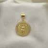 Oro Laminado Religious Pendant, Gold Filled Style Divino NiÃ±o Design, with White Micro Pave, Polished, Golden Finish, 05.342.0134