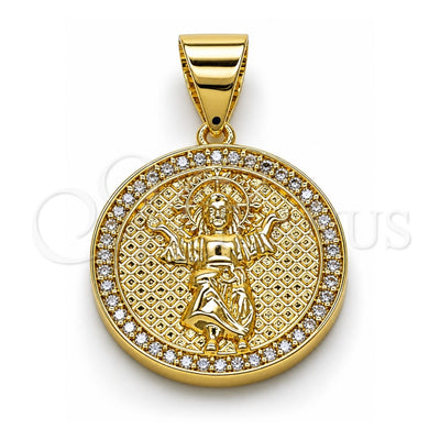 Oro Laminado Religious Pendant, Gold Filled Style Divino NiÃ±o Design, with White Micro Pave, Polished, Golden Finish, 05.342.0134