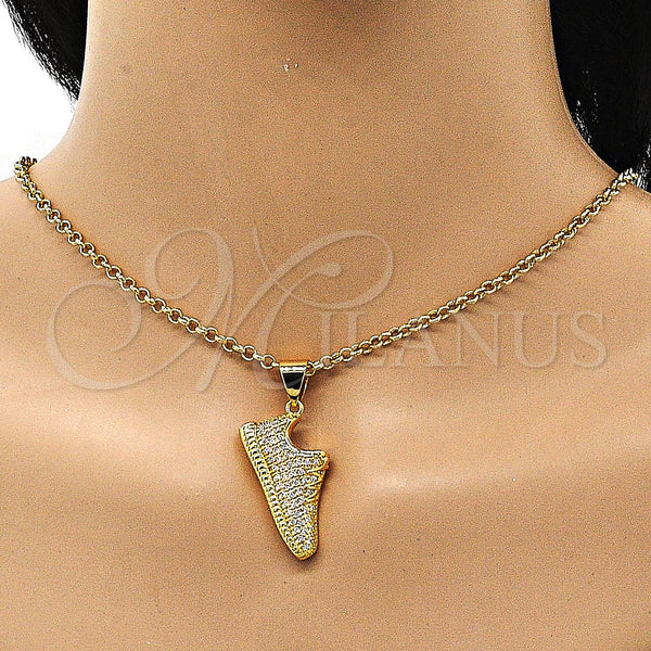 Gold Filled Pendant — Fancy Pendant Shoes Design with White Micro Pave — alternate product view — SKU 150661 | Oro Laminado dije — elegante Pendant Shoes diseño with blanco Micro Pave — SKU 150661