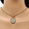 Oro Laminado Fancy Pendant, Gold Filled Style Money Sign Design, with White Micro Pave, Polished, Golden Finish, 05.342.0137