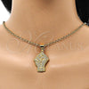 Oro Laminado Fancy Pendant, Gold Filled Style with White Micro Pave, Polished, Golden Finish, 05.342.0138