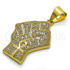 Oro Laminado Fancy Pendant, Gold Filled Style with White Micro Pave, Polished, Golden Finish, 05.342.0138