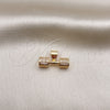 Oro Laminado Fancy Pendant, Gold Filled Style with White Micro Pave, Polished, Golden Finish, 05.342.0139