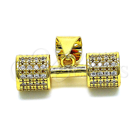 Oro Laminado Fancy Pendant, Gold Filled Style with White Micro Pave, Polished, Golden Finish, 05.342.0139