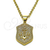 Oro Laminado Fancy Pendant, Gold Filled Style Anchor Design, with White Micro Pave, Polished, Golden Finish, 05.342.0146