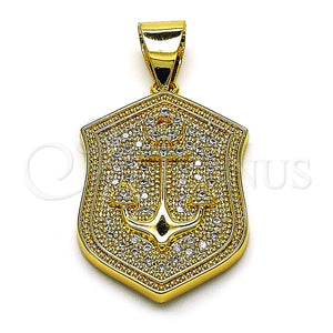 Gold Filled Pendant — Fancy Pendant Anchor Design with White Micro Pave — main product view — SKU 150671 | Oro Laminado dije — elegante Pendant Anchor diseño with blanco Micro Pave — SKU 150671