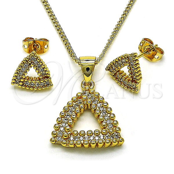 Gold Filled Ring — Earring and Pendant Adult Set with White Micro — main product view — SKU 150675 | Oro Laminado anillo — Earring and Pendant Adult Set with blanco Micro — SKU 150675