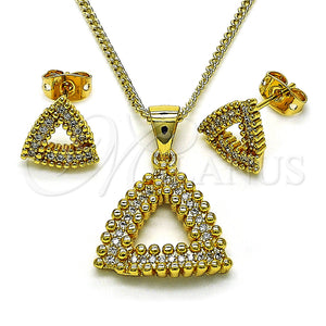 Gold Filled Ring — Earring and Pendant Adult Set with White Micro — main product view — SKU 150675 | Oro Laminado anillo — Earring and Pendant Adult Set with blanco Micro — SKU 150675