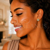 Oro Laminado Stud Earring, Gold Filled Style with White Cubic Zirconia and White Micro Pave, Polished, Golden Finish, 02.342.0212