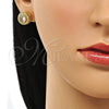 Oro Laminado Stud Earring, Gold Filled Style with White Cubic Zirconia and White Micro Pave, Polished, Golden Finish, 02.342.0212