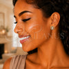 Oro Laminado Stud Earring, Gold Filled Style Baguette Design, with White Cubic Zirconia and White Micro Pave, Polished, Golden Finish, 02.342.0214