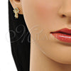 Oro Laminado Stud Earring, Gold Filled Style Divino NiÃ±o Design, with White Micro Pave, Polished, Golden Finish, 02.342.0218