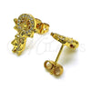Oro Laminado Stud Earring, Gold Filled Style Divino NiÃ±o Design, with White Micro Pave, Polished, Golden Finish, 02.342.0218