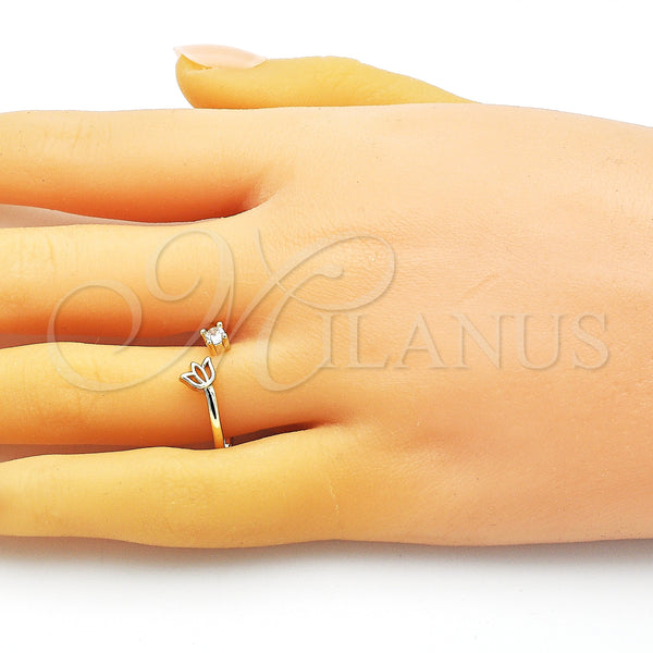 Gold Filled Ring — Multi Stone Ring Flower Design with White Cubic — alternate product view — SKU 150692 | Oro Laminado anillo — Multi Stone Ring flor diseño with blanco Cubic — SKU 150692