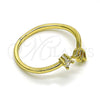 Oro Laminado Multi Stone Ring, Gold Filled Style Flower Design, with White Cubic Zirconia, Polished, Golden Finish, 01.284.0075 (One size fits all)